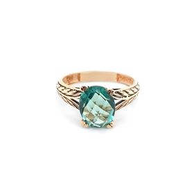 14k Altın Yeşil Topaz Taşlı Yüzük