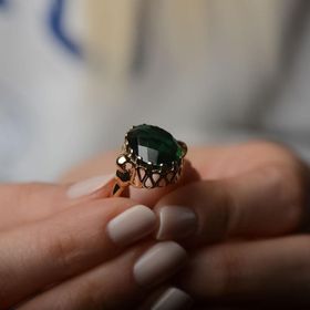 14k Altın Yeşil Topaz Taşlı Yüzük