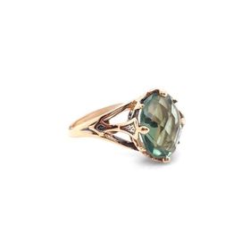 14k Altın Yeşil Topaz Taşlı Yüzük