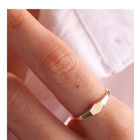 14k Beşgen 0,4 cm Altın Şövalye Yüzük
