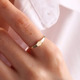 14k Beşgen 0,4 cm Altın Şövalye Yüzük