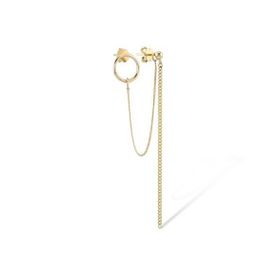 14k Sade Altın İkili Kombin Sallantılı Küpe