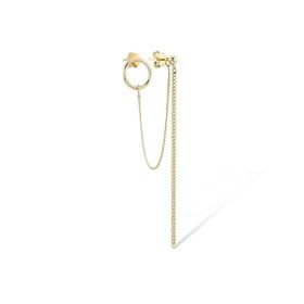 14k Sade Altın İkili Kombin Sallantılı Küpe