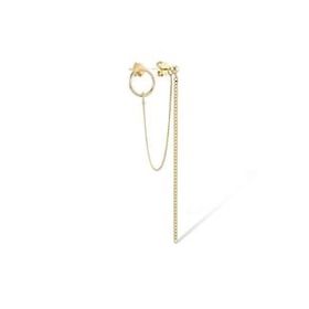 14k Sade Altın İkili Kombin Sallantılı Küpe