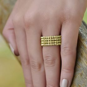 14k Sarı Altın Dört Sıra Dorika Yüzük