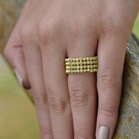 14k Sarı Altın Dört Sıra Dorika Yüzük