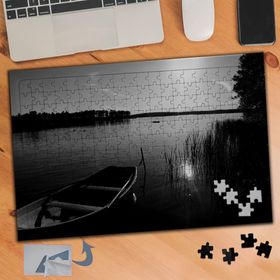 152 Gölün Kıyısında Kayık Manzarası 240 Parça Puzzle Yapboz Tablo