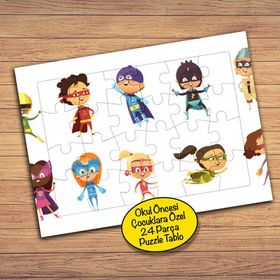1521 Sevimli Süper Kahramanlar Çocuklara Özel Puzzle Yapboz Tablo