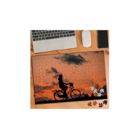 1524 Bisiklet Süren Kadın Gün Batımı 240 Parça Puzzle Yapboz