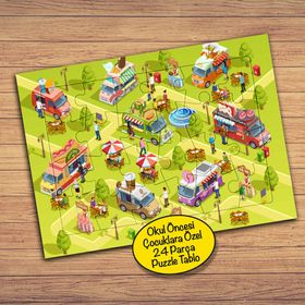 15272 Kamp Alanında Karavanlar Çocuklara Özel Puzzle Yapboz Tablo