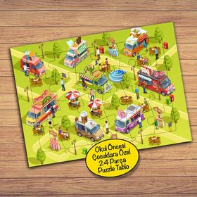 15272 Kamp Alanında Karavanlar Çocuklara Özel Puzzle Yapboz Tablo