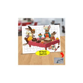 1535 Pasta Yapan Sevimli Tavşanlar 99 Parça Puzzle Yapboz Tablo