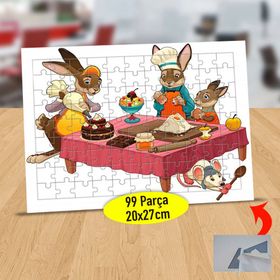 1535 Pasta Yapan Sevimli Tavşanlar 99 Parça Puzzle Yapboz Tablo