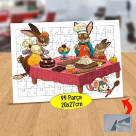 1535 Pasta Yapan Sevimli Tavşanlar 99 Parça Puzzle Yapboz Tablo