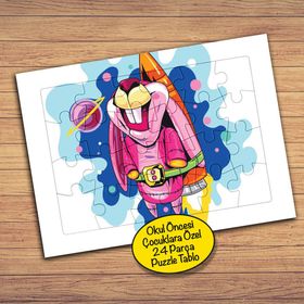 153PZ Uzaya Fırlatılan Tavşan Çocuklara Özel Puzzle Yapboz Tablo