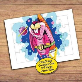153PZ Uzaya Fırlatılan Tavşan Çocuklara Özel Puzzle Yapboz Tablo