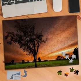 157 Gökyüzü Ağaç Silüeti Manzarası 240 Parça Puzzle Yapboz Tablo