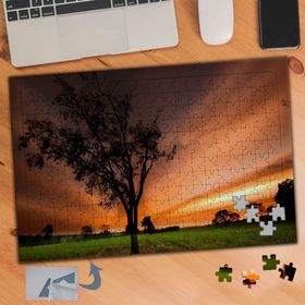 157 Gökyüzü Ağaç Silüeti Manzarası 240 Parça Puzzle Yapboz Tablo