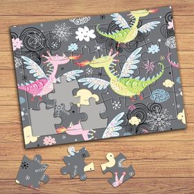 15836 Uçan Sevimli Ejderhalar Çocuklara Özel Puzzle Yapboz Tablo