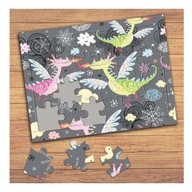 15836 Uçan Sevimli Ejderhalar Çocuklara Özel Puzzle Yapboz Tablo