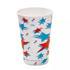 16 Oz Kımızı Beyaz Yıldız Desenli 50 Adet Karton Bardak