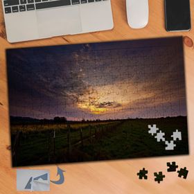 160 Arazide Gün Batımı Manzarası 240 Parça Puzzle Yapboz Tablo