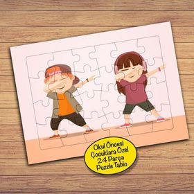 161 Dabbing Mutlu İki Arkadaş 24 Parça Çocuklara Özel Yapboz Tablo