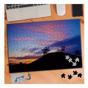 162 Tepe ÜStünde Ağaç Silüeti 240 Parça Puzzle Yapboz Tablo