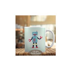 16249 Mavi Renkli Sevimli Teknolojik Robot Kupa Bardak