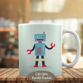 16249 Mavi Renkli Sevimli Teknolojik Robot Kupa Bardak