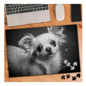 1626948 Tüylü Çivava Siyah Beyaz 240 Parça Puzzle Yapboz