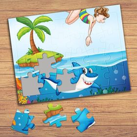 16306 Denizde Köpek Balığı Çocuklara Özel Puzzle Yapboz Tablo