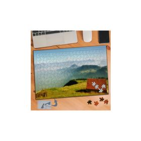 164 Yüksek Tepede Ev Manzarası 240 Parça Puzzle Yapboz Tablo