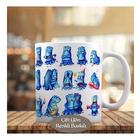 16535 Sevimli Mavi Canavar Arkadaşlar Kupa Bardak