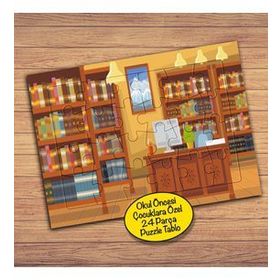 16576 Modern Kitaplık Kütüphane 24 Parça Çocuklara Özel Yapboz Tablo