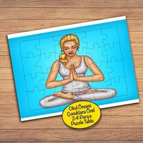 1661 Yoga Meditasyonu Yapan Kız 24 Parça Çocuklara Özel Yapboz Tablo