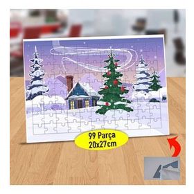 16659 Karlı Dağ Evi Doğa Manzarası 99 Parça Puzzle Yapboz Tablo