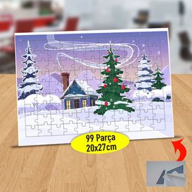 16659 Karlı Dağ Evi Doğa Manzarası 99 Parça Puzzle Yapboz Tablo