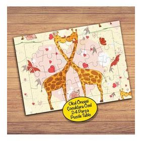 16828 Sevgi Dolu Zürafalar Çocuklara Özel Puzzle Yapboz Tablo