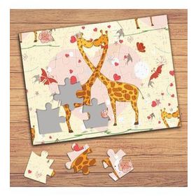 16828 Sevimli İki Zürafa Çocuklara Özel Puzzle Yapboz Tablo