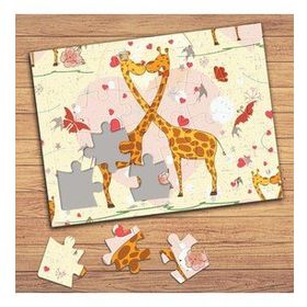 16828 Sevimli İki Zürafa Çocuklara Özel Puzzle Yapboz Tablo
