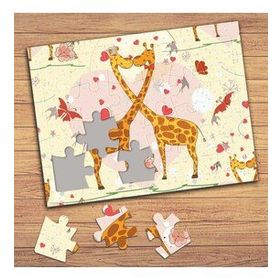 16828 Sevimli İki Zürafa Çocuklara Özel Puzzle Yapboz Tablo