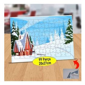 16838 Karlı Dağ Evi Manzarası 99 Parça Puzzle Yapboz Tablo