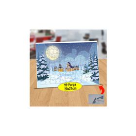 16842 Karlı Dağ Evi Doğa Manzarası 99 Parça Puzzle Yapboz Tablo