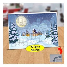 16842 Karlı Dağ Evi Doğa Manzarası 99 Parça Puzzle Yapboz Tablo