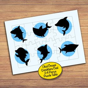 168PZ Köpek Balığı Silüeti Çocuklara Özel Puzzle Yapboz Tablo