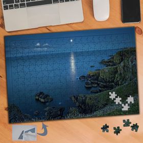 169 Denize Vuran Ay Işığı Manzarası 240 Parça Puzzle Yapboz Tablo