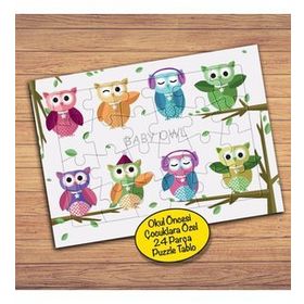 16PZ Sevimli Renkli Baykuşlar Çocuklara Özel Puzzle Yapboz Tablo