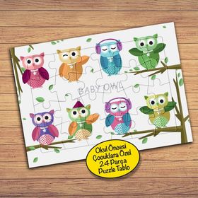 16PZ Sevimli Renkli Baykuşlar Çocuklara Özel Puzzle Yapboz Tablo