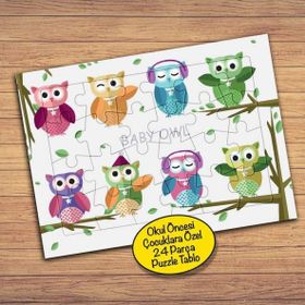 16PZ Sevimli Renkli Baykuşlar Çocuklara Özel Puzzle Yapboz Tablo